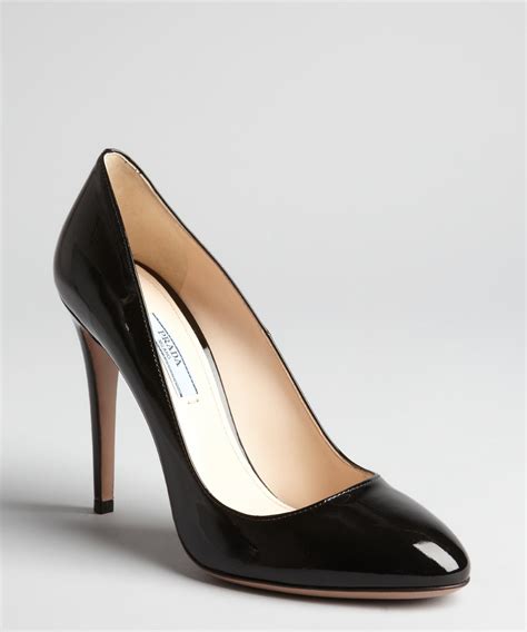 prada round toe chunky heels|Prada ankle pumps.